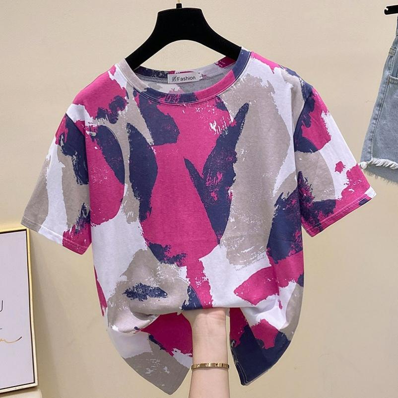 

Summer Fashion Plus Size Women s Short-sleeved T-shirt Fat MM Wear A Loose and Thin Top That Covers The Belly and Reduces Age 5XL