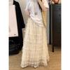 [Original Practice] Apricot Mesh Yarn Long Cake Skirt Feminine Multi-layer Pleated Puff Skirt Skirt Skirt