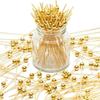 100/25Pcs Gold Pearl Cocktail Picks Food Fruit Picks Wedding Party Disposable Cake Dessert Cocktail Sticks Buffet Toothpick