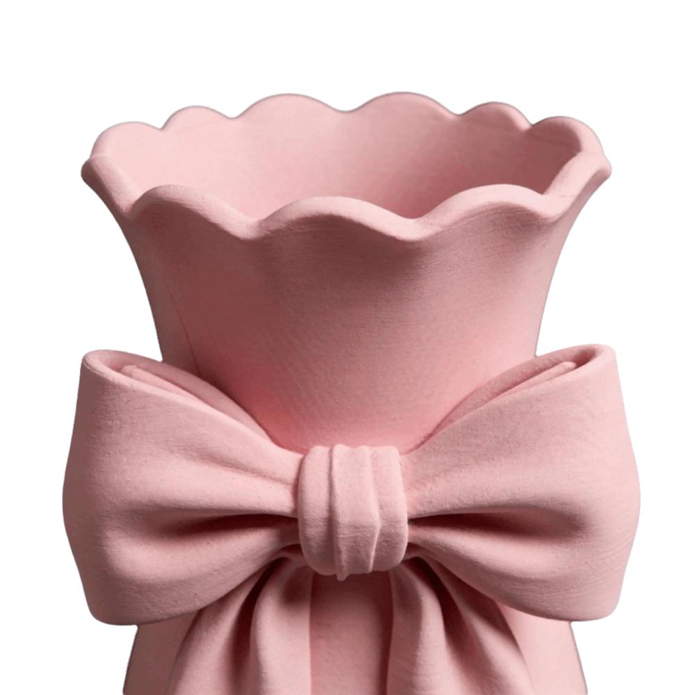 Twisted Design Pink Bow Flower Vases 3D Printed Decorative Vase Office Tabletop Ornaments