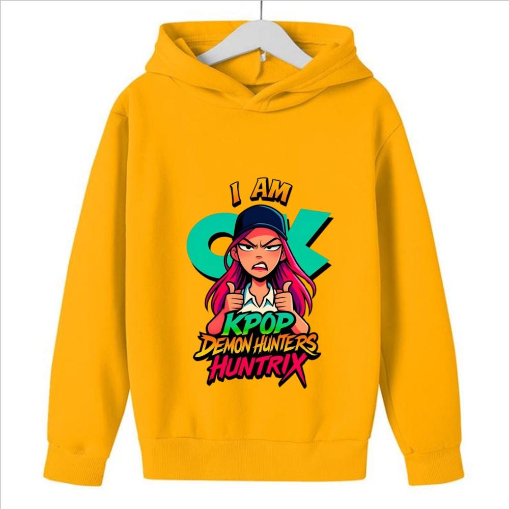 KPop Demon Girls Fashion Casual Sweatshirt Movie New Kids K-Pop Demon Hunters Hooded Tops Toddler Girl Clothes Hunters Hoodie