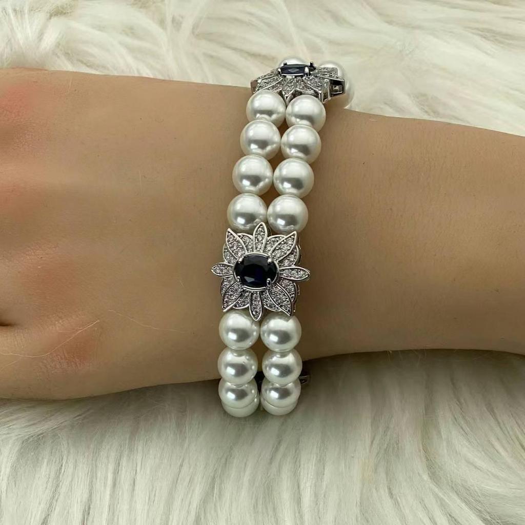 Aquamarine Pearl Bracelet - Elegant Niche Design for Women, Perfect Bestie Birthday Gift