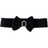 French high-end diamond bow belt with skirt fashionable sweet black wide elastic waist seal for women