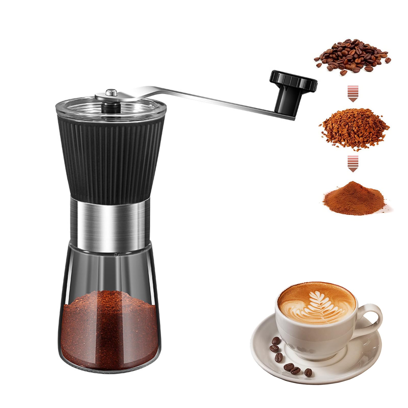 

Portable Coffee Grinder, Manual Hand Coffee Mill, Coffee Bean Grinder, Lightweight and Portable, Features a Glass Container, Ceramic Grinding Core,