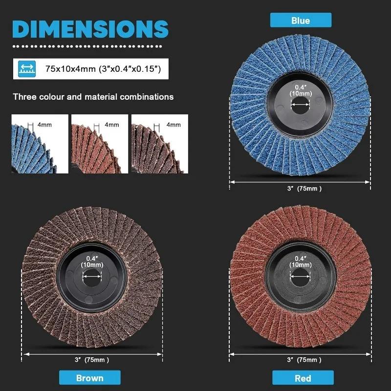 3 Inch 75mm Flap Discs  Abrasive Sanding Wheels for Angle Grinder – Metal Wood Polishing