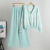 Women's Autumn And Winter Knitted Wide Leg Pants Sweater Suit Loose And Stylish Two Piece Suit