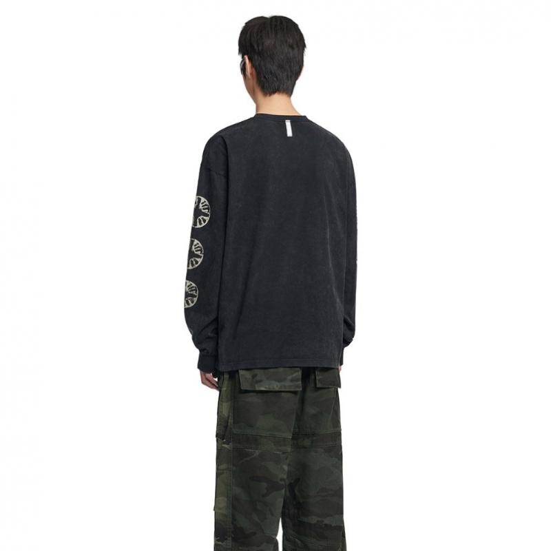 NOMANUAL Long Sleeve Tee   Washed Black