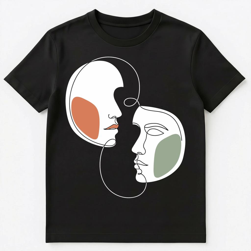 Art Lover Abstract Faces Profile Minimalist Acting Unisex T-shirt Tops Tees Unisex