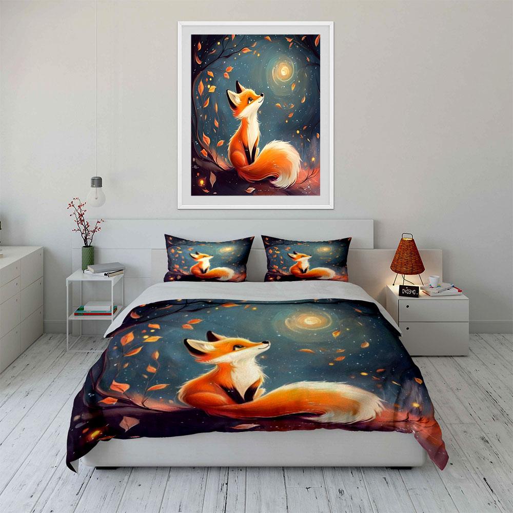 Whimsical fox under moonlight Bedding sets Duvet covers Pillowcases(1* Duvet Cover 2* Pillowcases without duvet insert)