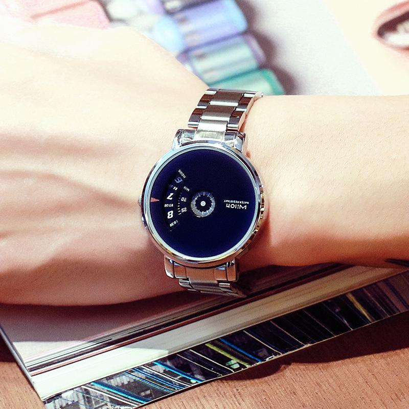 Men's Watch Korean Fashion Spin Korean Style Men's Watch Trendy Personality Turntable Steel Band Watch for Men