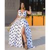 Women's Fashion Summer Spring Polka Dot Print Sleeveless V-Neck High Waist Casual Dresses