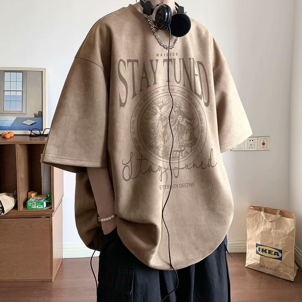 Short-sleeved T-shirt Men's Summer New American Retro T-shirt Boy Heavy Half-sleeved Clothes