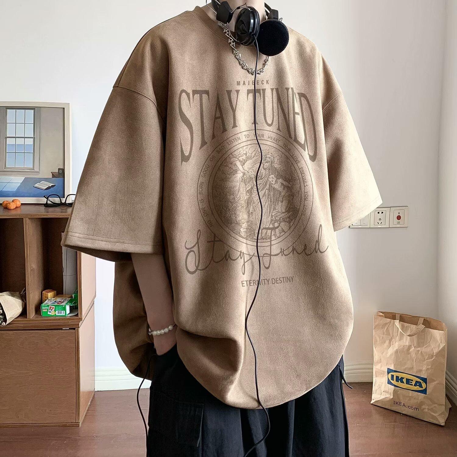 

Мужская летняя футболка с коротким рукавом, новая американская ретро-футболка, одежда для мальчика с тяжелым полурукавом 3XL