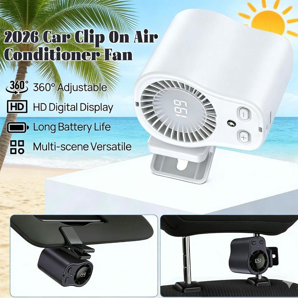 USB Charging Mini Silent Fan LED Display Neck-mounted Handheld Mini Fan  For Outdoor&Office