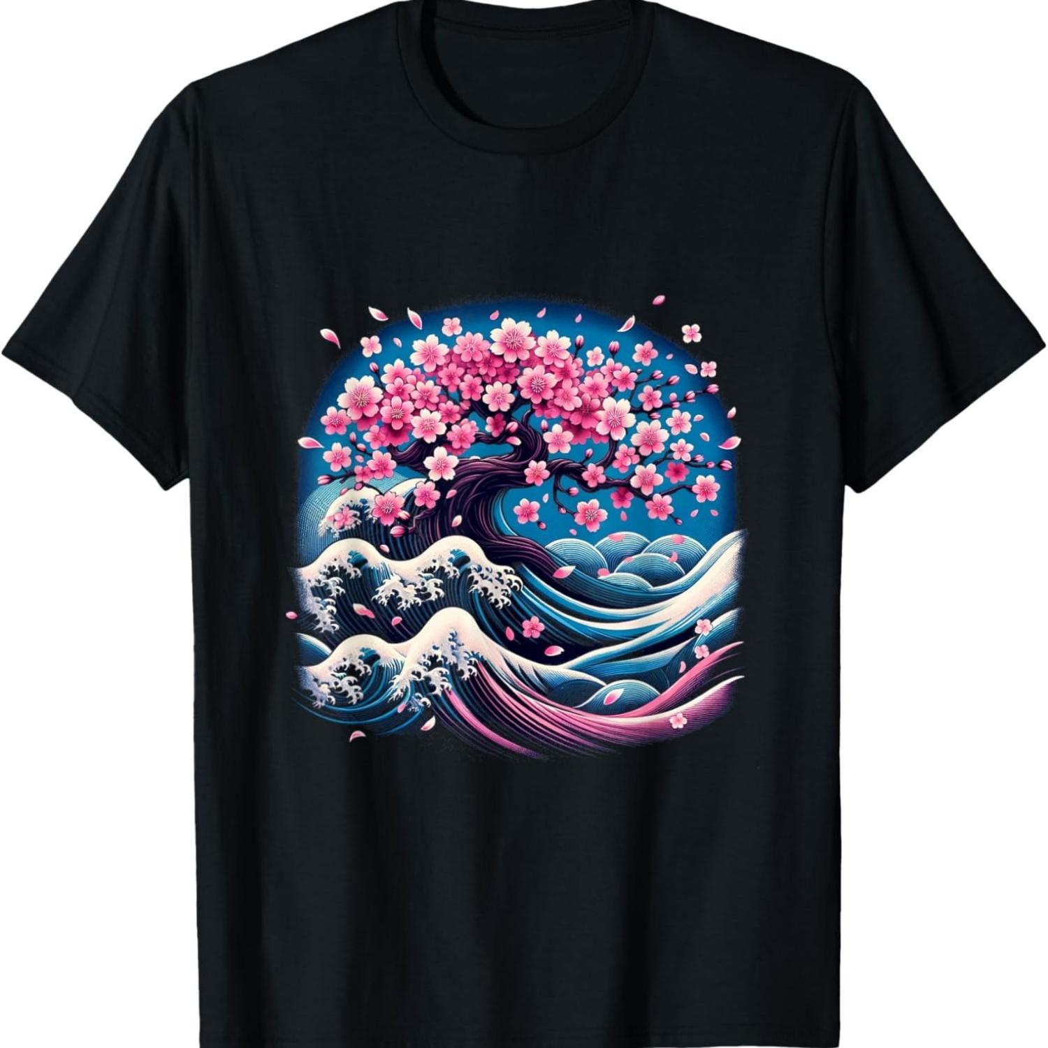Stunning Sakura Blossom Cherry Tree Japan Art T-Shirt S чёрный