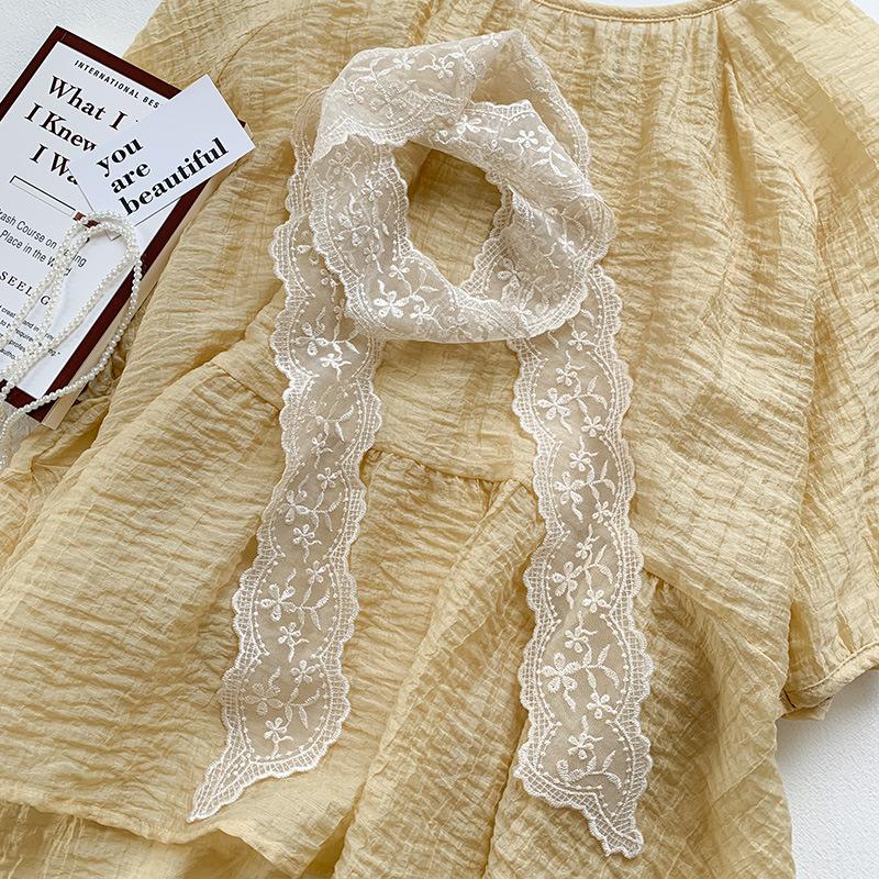 Korean temperament retro lace belt headband long ribbon decorative scarf ins small silk scarf necklace silk scarf women