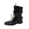 Fashion Spring New Flat Single Boot Women Fashion Round Head Front Lacing Soft Sole Anti-slip Wear-resistant Mid-calf Boots