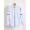 White Shirt for Men and Couples, Spring and Summer Pure Cotton Oxford Fabric, Business Casual Four-Stripe Tape, Plus-Size Long-Sleeve Shirt for Women