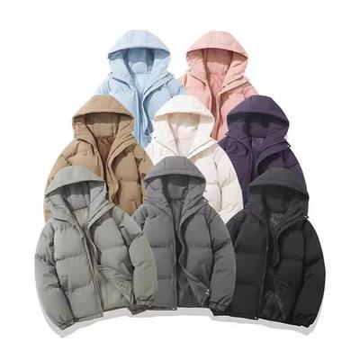 Men's & Women's Solid-Color Hooded Cotton Jacket Warm & Windproof with Neck Protection Loose-Fit Insulated Cotton Coat Casual Down-Style Jacket