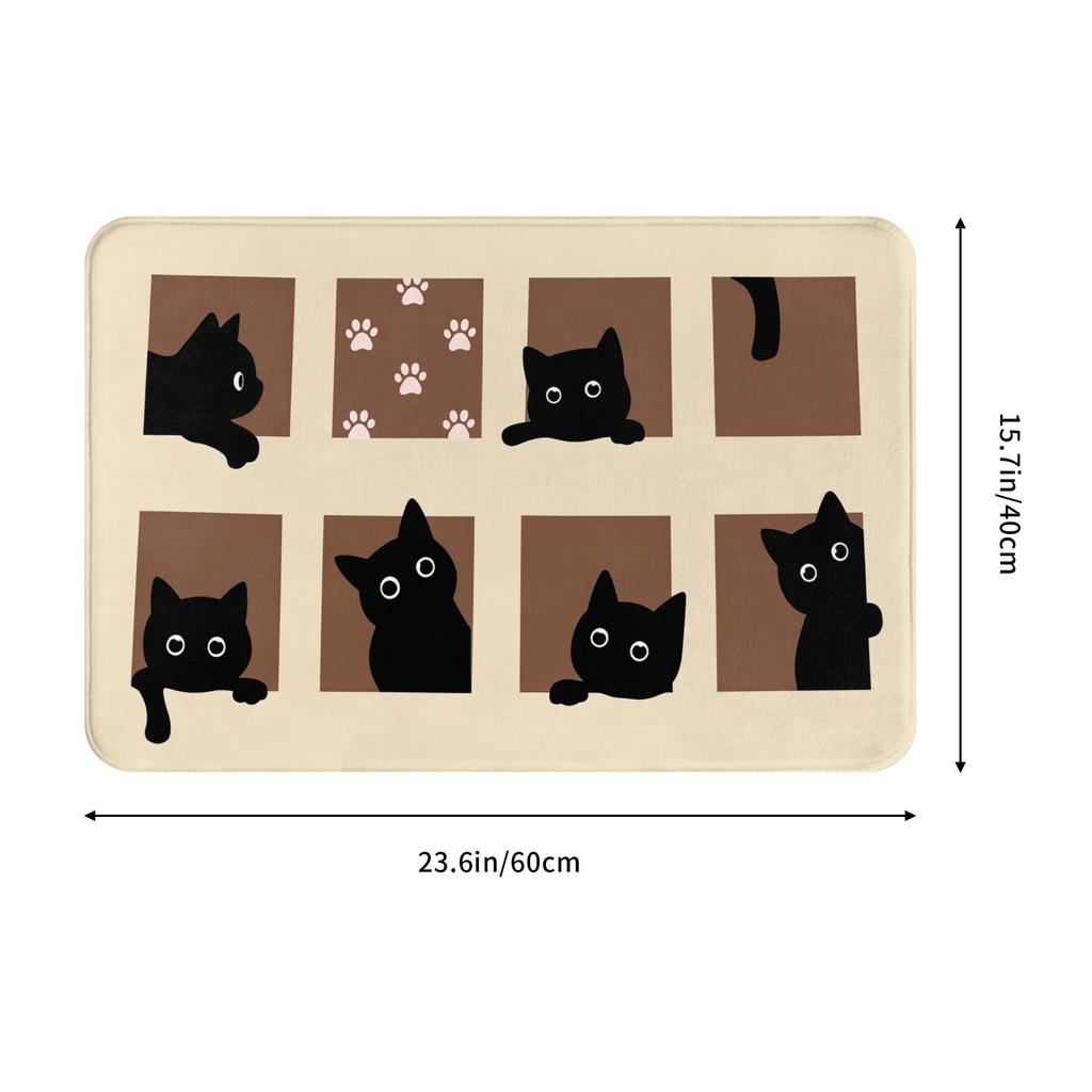 Ins Style Cartoon Black Cat Front Floor Door Entrance Mats Outdoor  Bathroom Kitchen Doormat Living Room Carpet Rug
