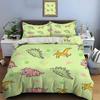 Cartoon Dinosaur Pattern Background Duvet Cover Set Digital Print Colorful Polyester Bedding with Zipper Closur for Kids Gifts
