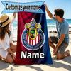 Custom Name Personalized Club Deportivo Guadalajara Print Beach Towel, for Trip Camping Beach Party Home Decor, Birthday Gift for Family & Friends