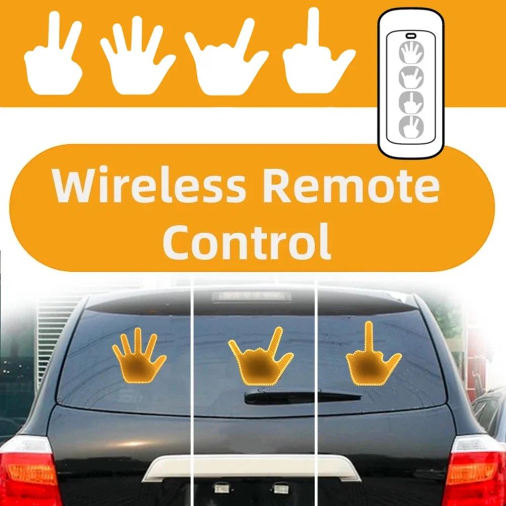 Flip Off Finger Light with Remote Car Guys Gift Truck Car Led Sign LED Hand Gesture Light Up Hand For Car Window