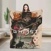 Ghost of Tsushima Plush Throw Blanket Warm Print Flannel Bedspread for Kids and Home Decor