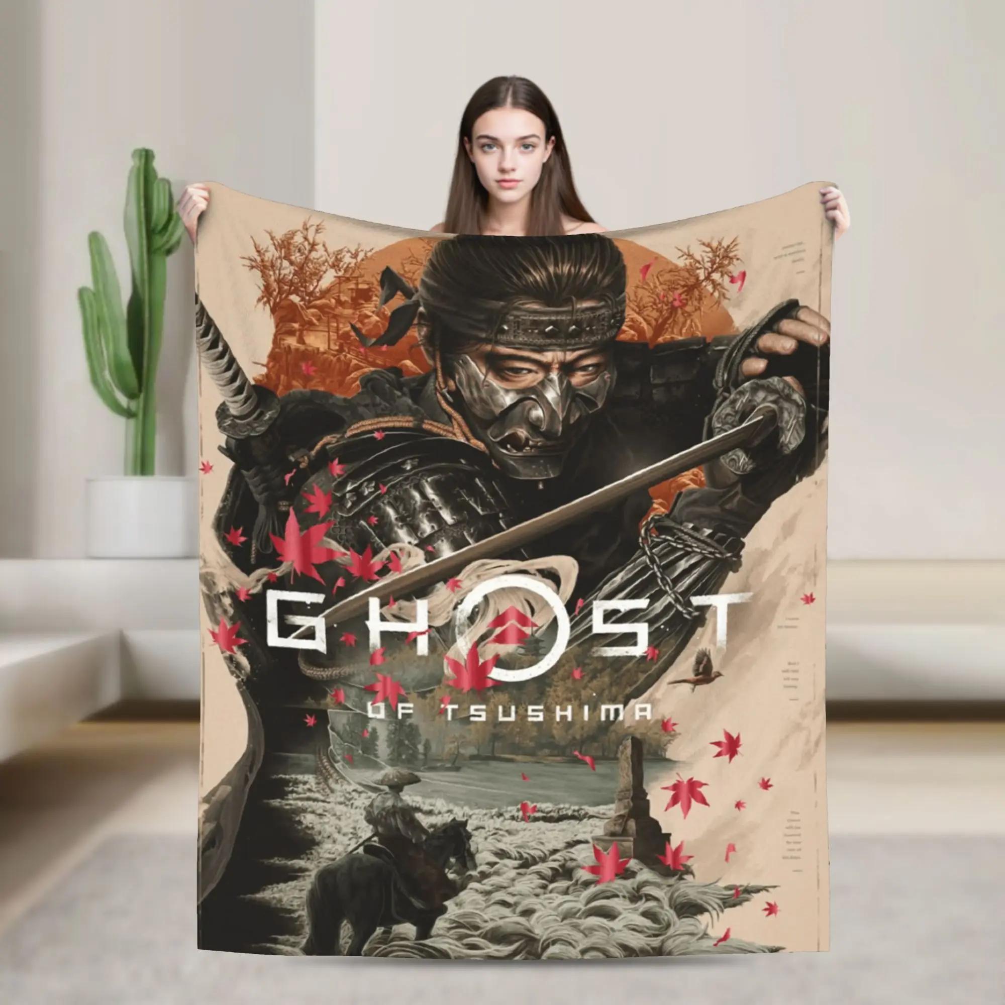 Плюшевое одеяло с принтом «Призрак Цусимы», теплое фланелевое покрывало для кровати для детей и декора дома 40x50in