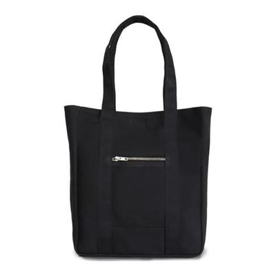 [Evoon] Vertical Canvas Tote Bag, Plain, Cotton, A4 Compatible, Multi-Pocket, Large Capacity, Unisex
