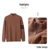 Manzibo Men's Half-Zip Jacquard Knit Stand Collar Sweater - Breathable Casual Autumn/Winter Pullover