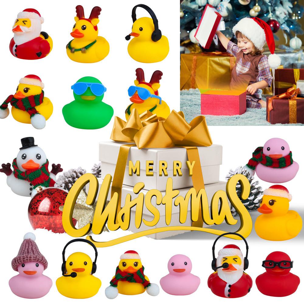 Funny 24 Days Christmas Countdown Calendar Blind Box Vinyl Duck Toy Set For Gift