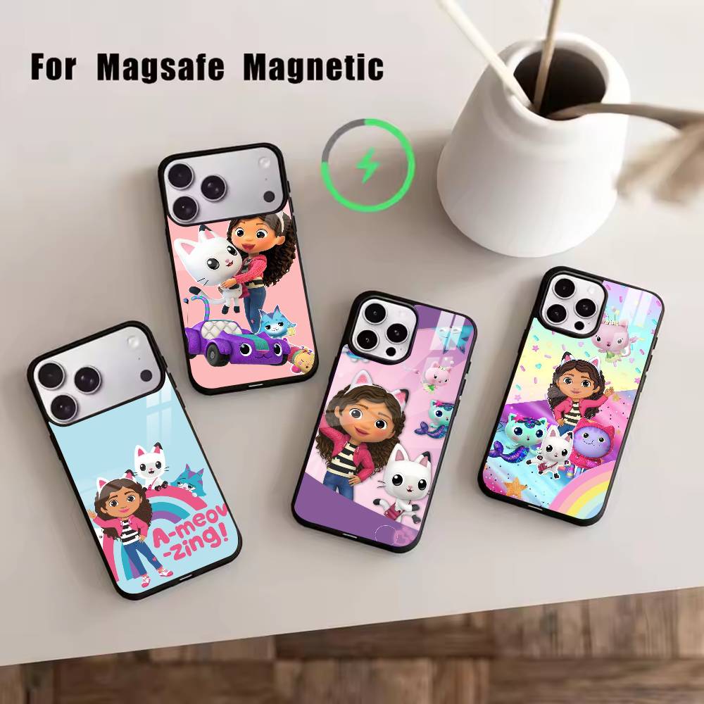 Custodia per Telefono G-Gabby Cats Per iPhone17,16,15,14,13,12,11 Plus,Pro Magnetica con Ricarica Wireless Magsafe