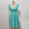 Elegant Plus Size V-Neck Hollow-Out Dress with Lotus Leaf Sleeves