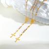 Tri-color Beaded Virgin Mary Y-shaped Necklace, Holy Spirit Cross Pendant Necklace for Women, Stainless Steel Religious Jewelry
