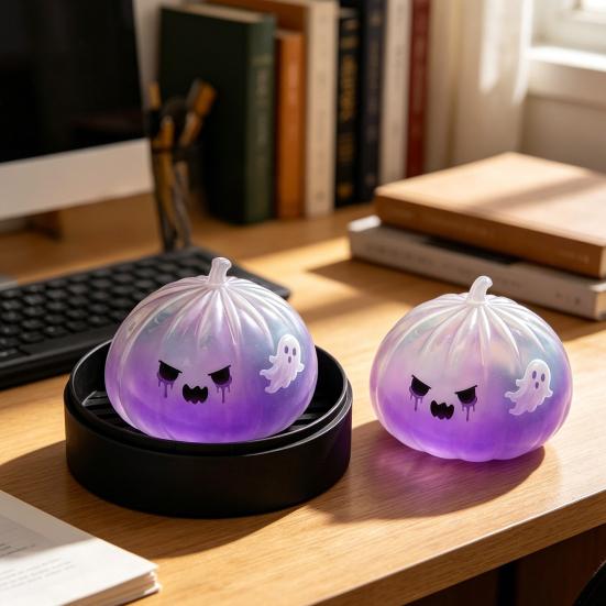 Angstlösungsspielzeug Halloween Knödel Quetsche mit Dampfgarer Box Kürbis Geist Fledermaus Gedämpftes Brötchen Sensorisch zur Stressbewältigung Partygeschenke Weicher Ball