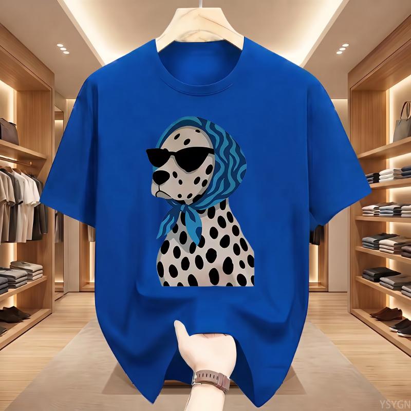 T-shirt Unisex Estiva Retrò con Stampa Dalmata per Donna e Uomo in Cotone Traspirante a Maniche Corte Top Oversize