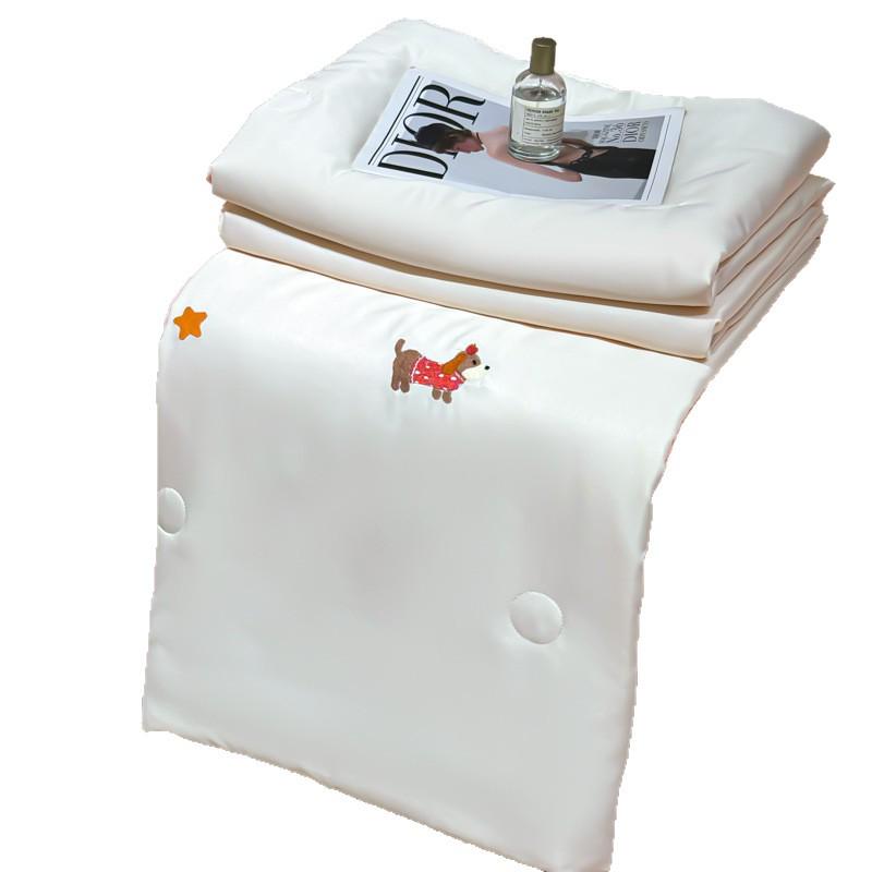 Washable Ice Silk Embroidered Summer Quilt Set - Four Pieces for Cool Comfort