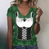 Camiseta casual de manga corta con cuello en V para mujer, top con estampado de Oktoberfest, tejido ligero y suave, ajuste cómodo, camiseta de verano