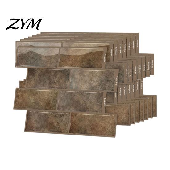 Easy To Clean Backsplash Tiles 8PCS Faux Brick Wall Stickers, Waterproof Adhesive Mosaic Decals, Moisture-proof Removable Film Peel And Stick