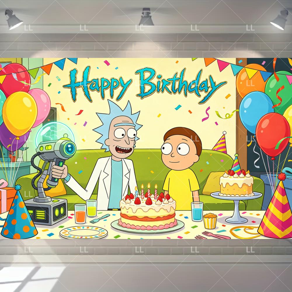 Rick And Morty Fans Child Birthday Party Decoration Anime Character Cake Topper Balloon Set Baby Shower Banner Adults Kids Gift