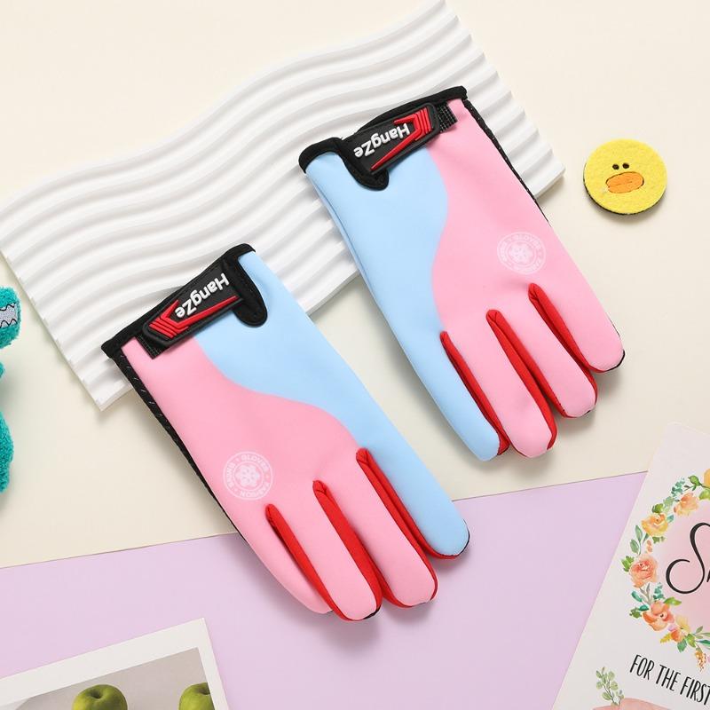 

Children s gloves Autumn and winter Boys and girls fleece warm students windproof outdoor riding cold thickened cycling gloves One size (length 18 and width 8.5)