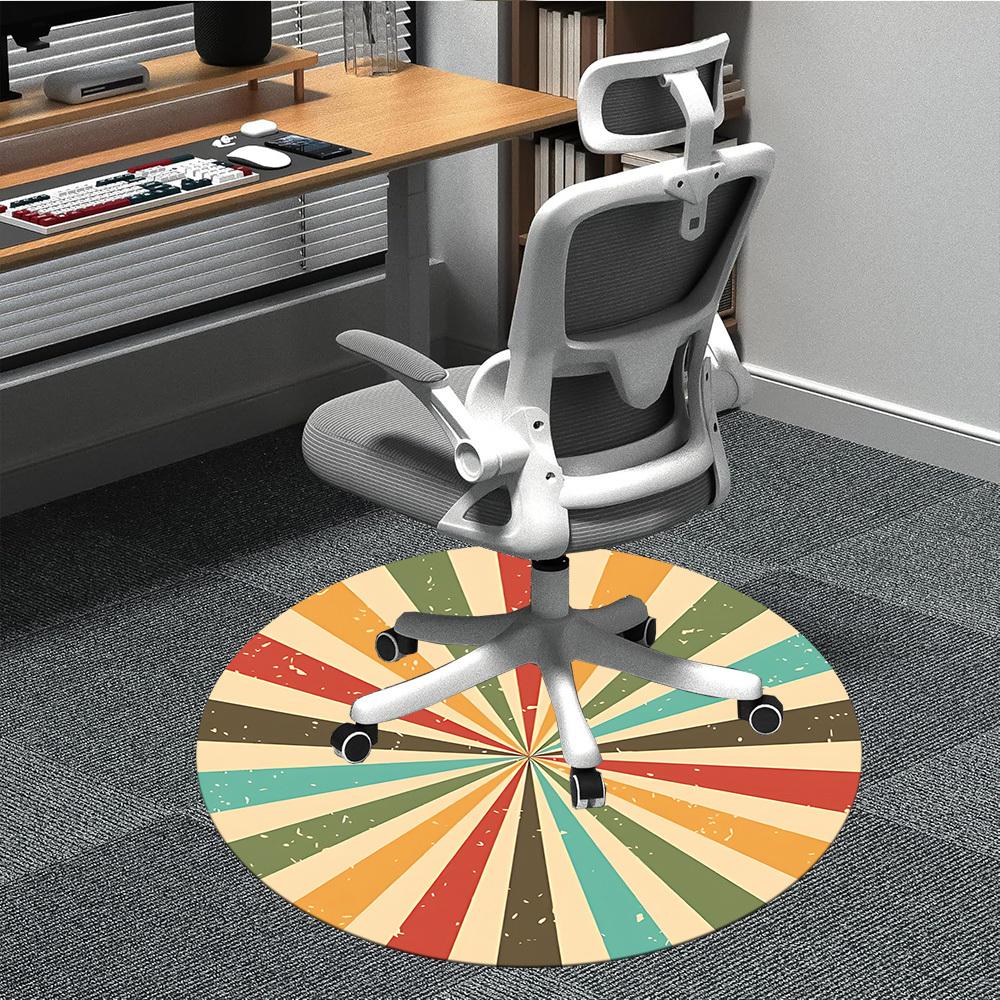 1pc Sunburst Colors Office Round Area Rug, Under Office Chairs Bedroom Living Room Home Decor, Room Deco