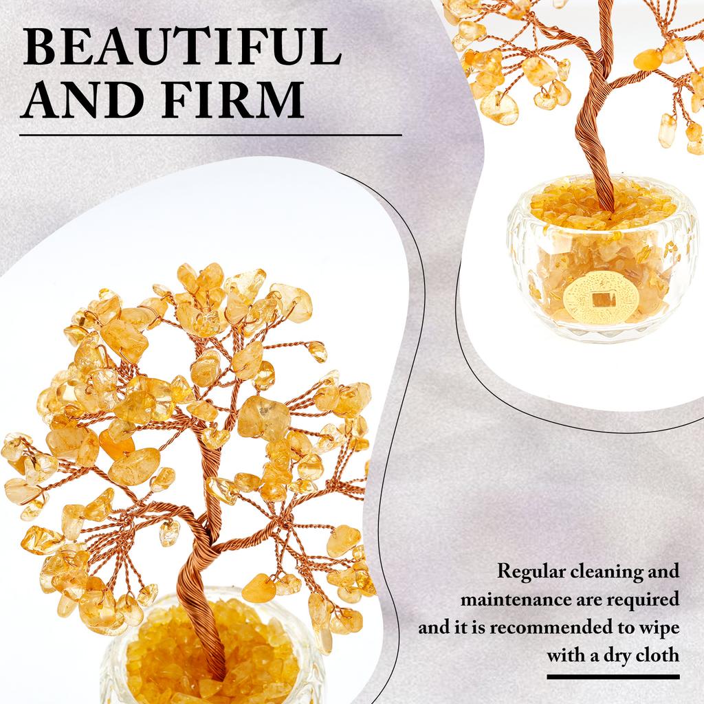 1 Pc Natural Crystal Tree Handmade Tree Copper Wire Life Small Bowl Flowerpot Base Quartz Plant Decor for Living Room Home Decor
