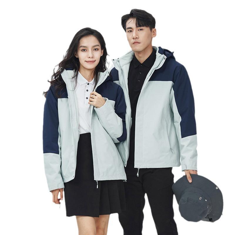 Jacket three-in-one thickened autumn and winter new windproof and waterproof outdoor mountaineering clothing fashionable hooded