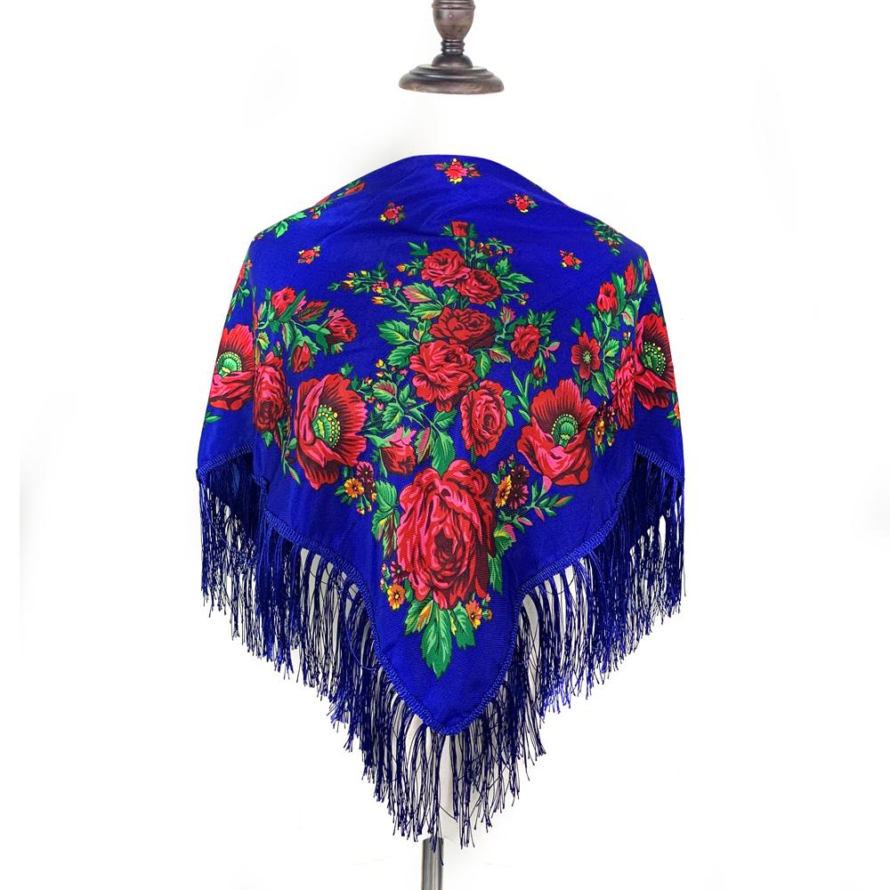 Luxury Floral Print Russian Square Scarf