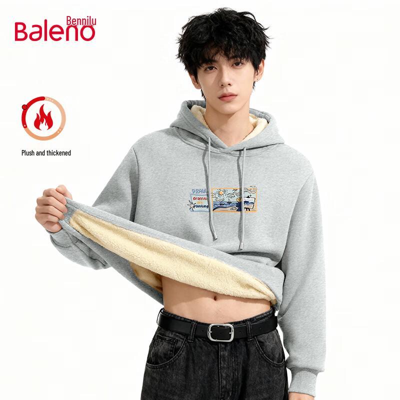 Baleno Herren Plüschgefüttertes Kapuzensweatshirt