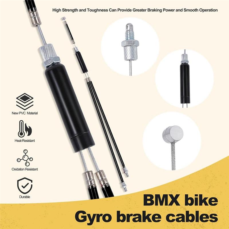 RTENTE-BMX Sada brzdových lanek pro jízdní kolo Pro většinu kol s gyro systémem, Kompletní sada lanek pro gyro brzdy kola Přední+ Zadní S Rotorovým Spinnerem