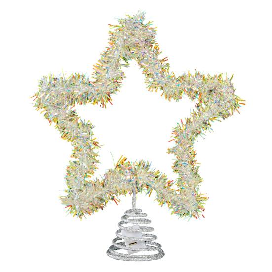 1/2Pcs Christmas 3D Tree Top Star Glittered Decoration with LED Lights Colorful Silk Threads Visual Appeal Holiday Seasonal Decor