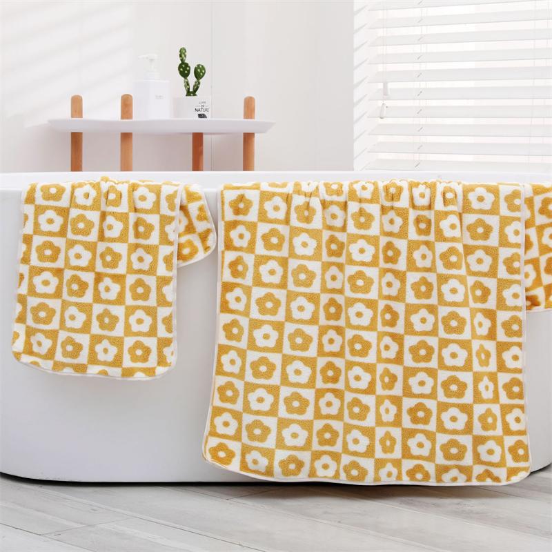 

Милое клетчатое полотенце из микрофибры с цветами, банное полотенце, мягкое полотенце для лица, впитывающее пляжное полотенце/70*140 см, набор полотенец для волос и лица 70x140cm bath towel жёлтый